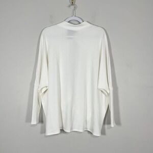 Buckle Black Keyhole Back Ribbed Knit LS Top Womens XL Cream Dolman Sleeve Shirt